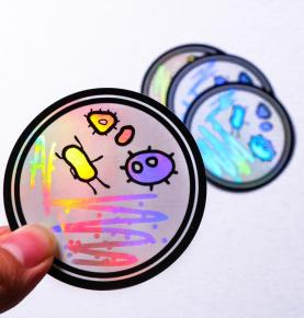 UV Resist Waterproof Rainbow Silver Laser 3 D Hologram Reflective Glitter Sticker Die Cut Label Logo Custom Holographic Stickers